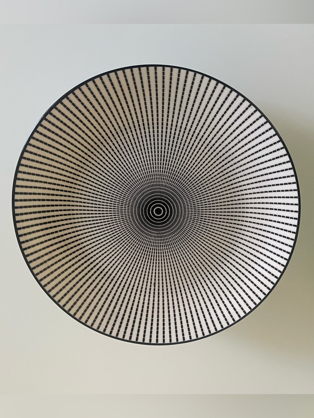 Black and White Radial Pattern Ceramic Appetizer Plates (5)